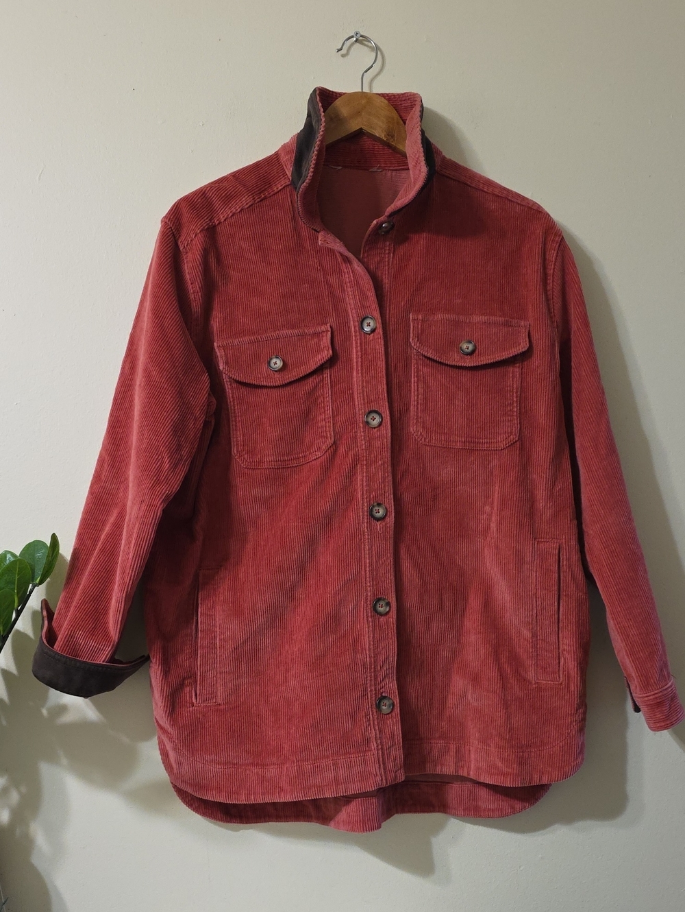 Unbranded Corduroy Women's Shacket - Rust Orange/ Brown Accents - PTP 23" M/L